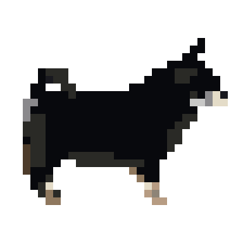 A pixel art animation of a dog wagging his tail